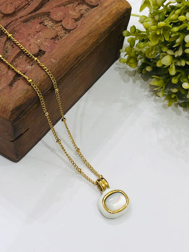 White Enamel Golden Chain